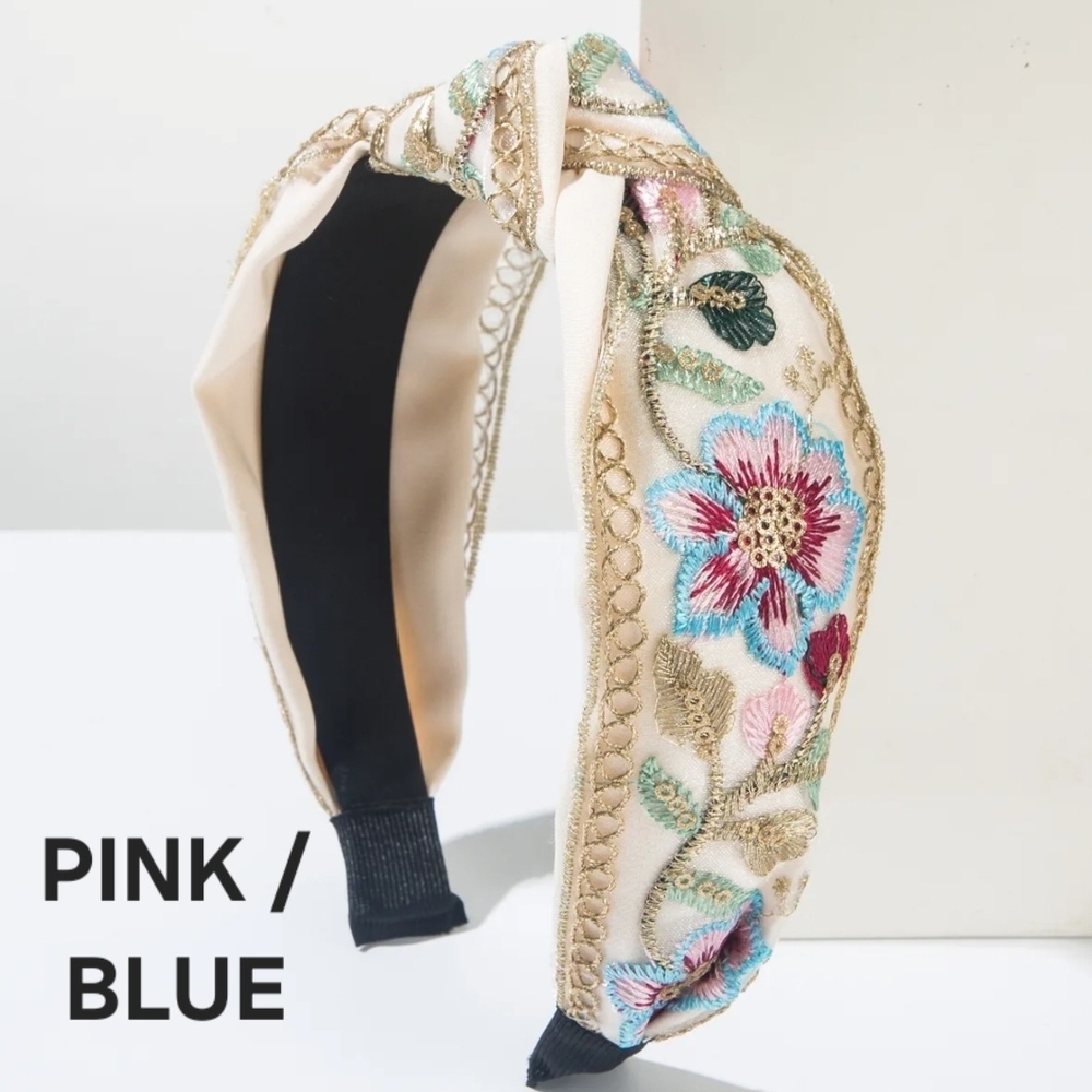Colorful Floral Embroidered Headbands - Picture 6 of 17